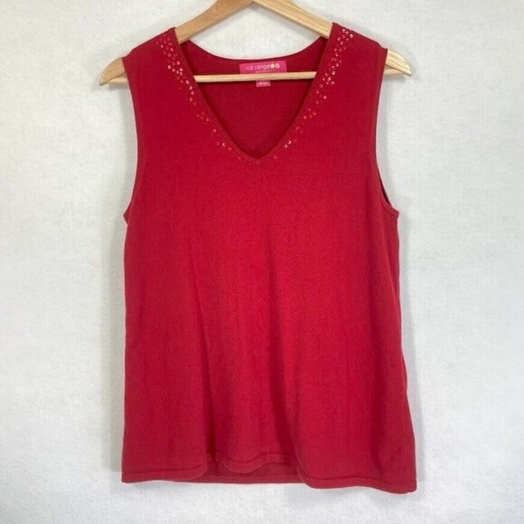 🔥 3/$15 🔥 Liz Lange Maternity Sequin Neckline Sleeveless Knit Top Size S Red - Picture 1 of 6